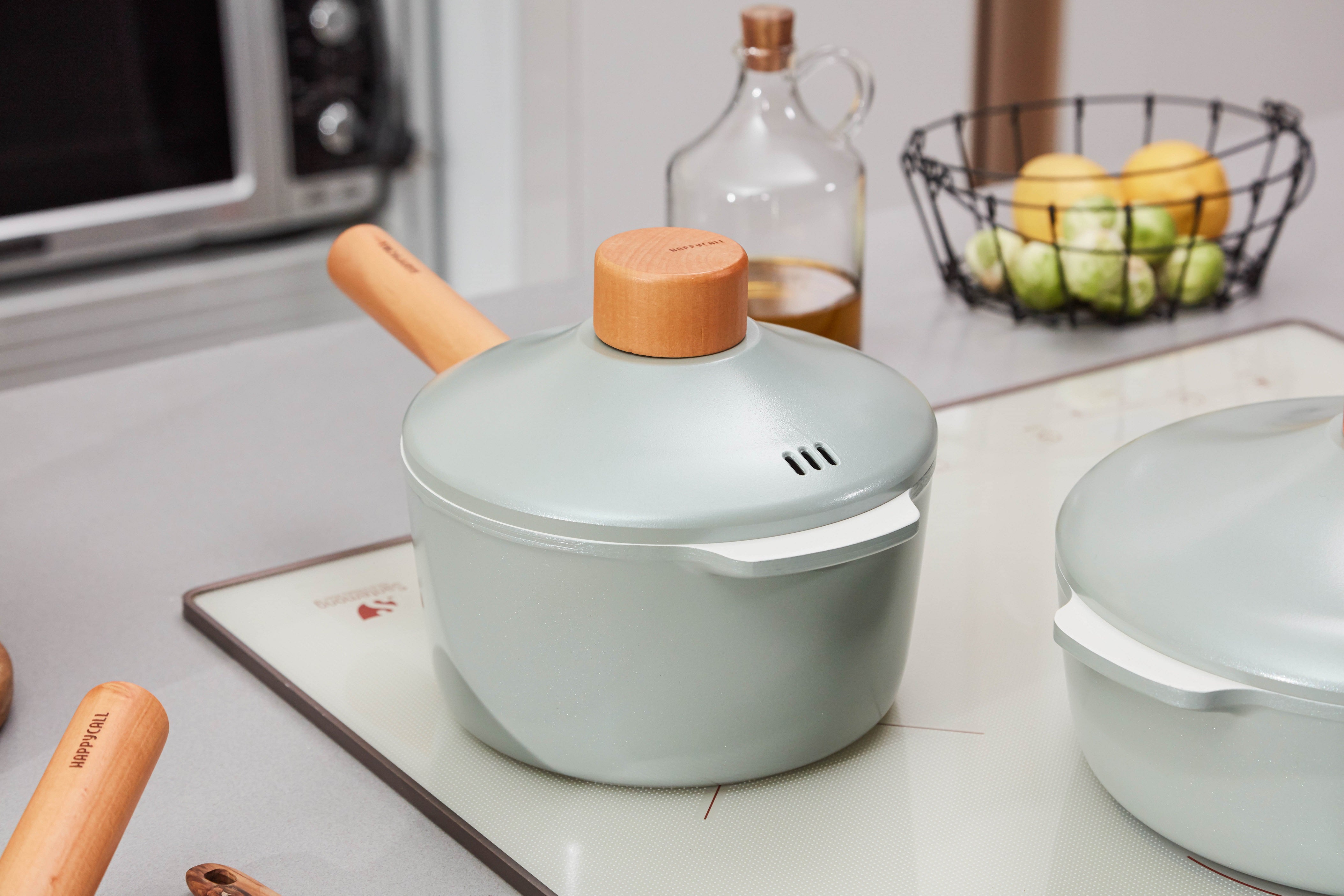 Happycall ZIUM IH Ceramic Non-stick Cookware 5-Piece Set Sauce Pot Frypan and Casserole