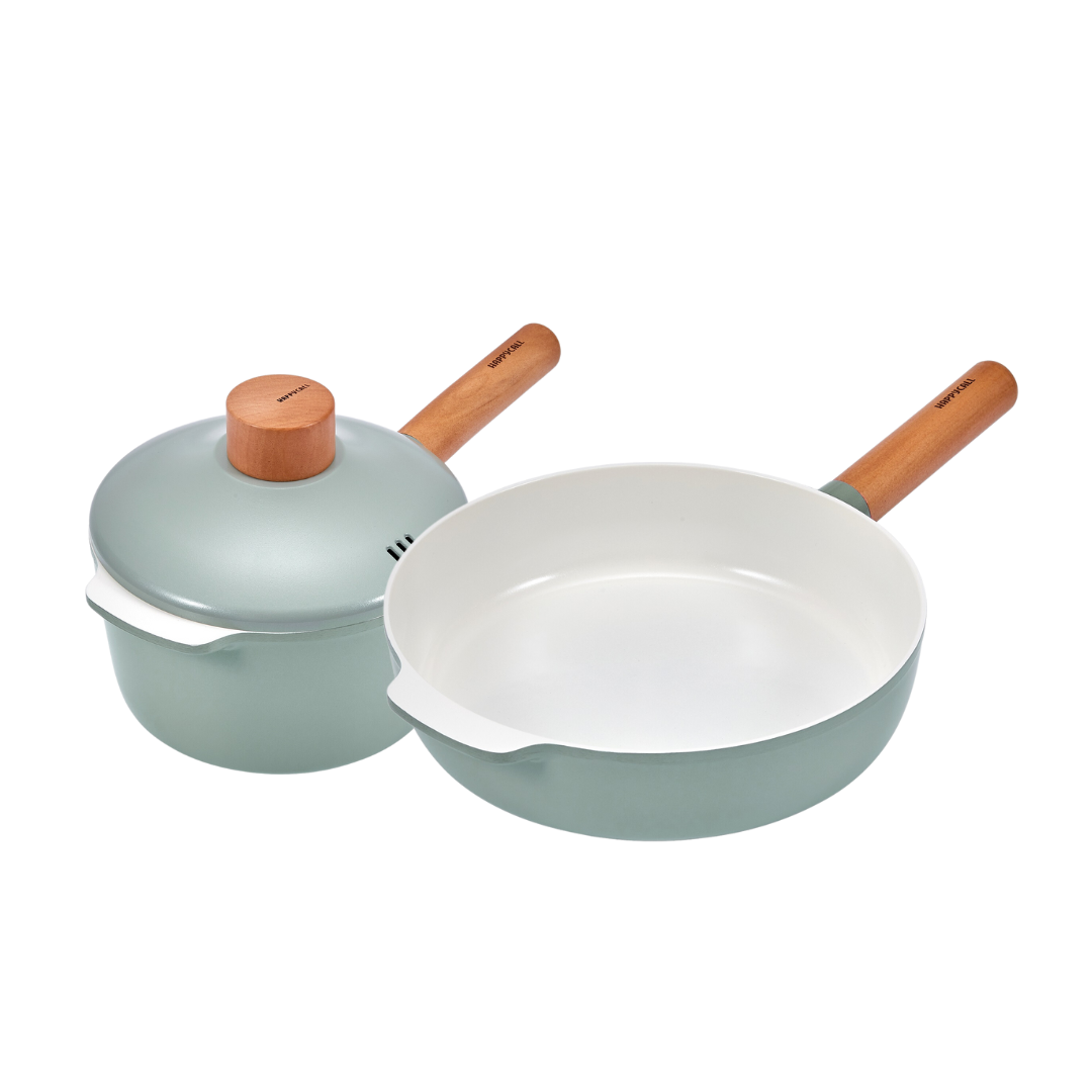 Happycall ZIUM IH Ceramic Non-stick Cookware Set 18cm Sauce Pot and 24cm Frypan