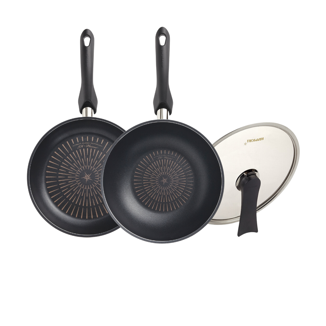 Happycall Plasma IH Titanium Frypan & Wok Set - 28cm
