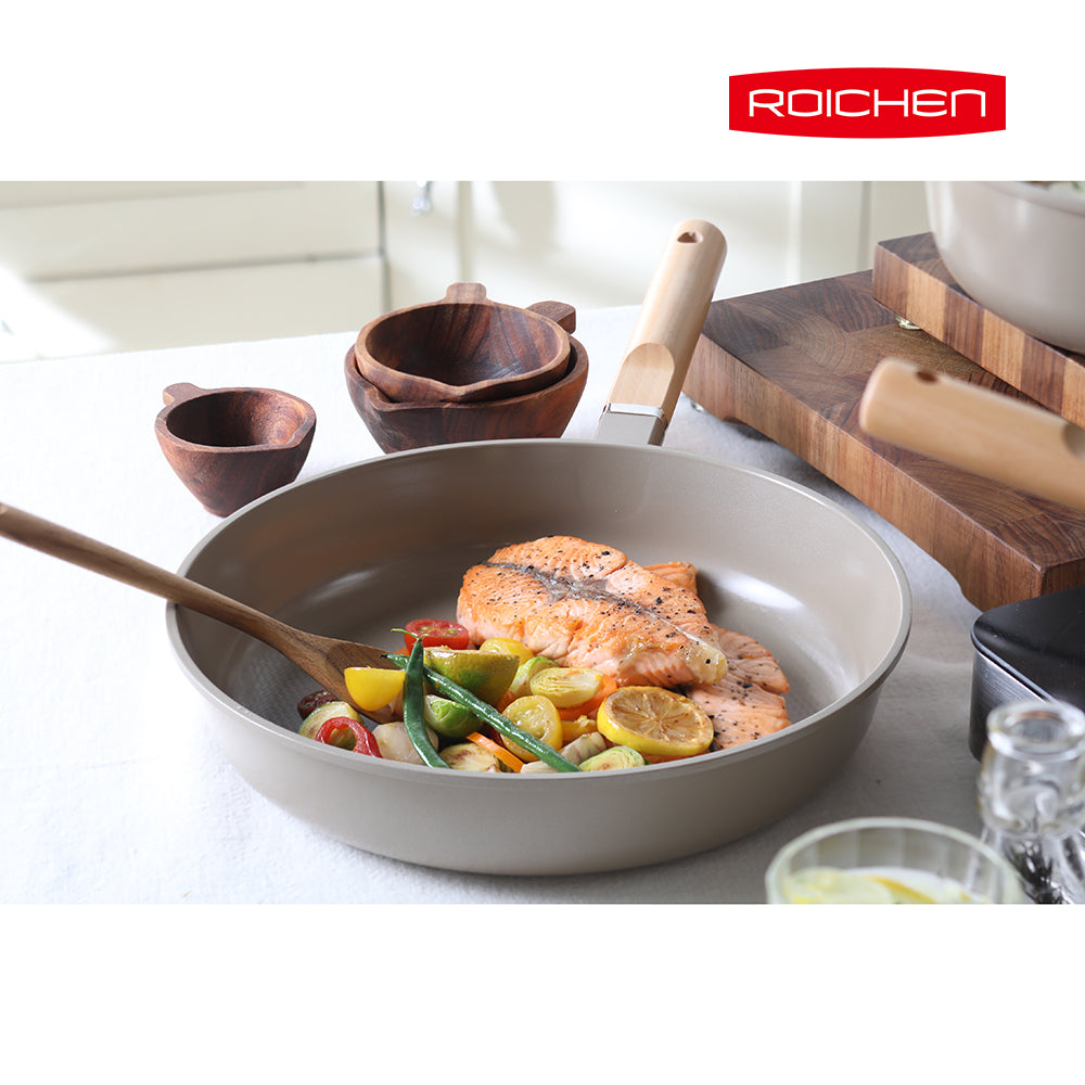ROICHEN Ceramic IH Frypan 28cm Latte Grey Made in Korea