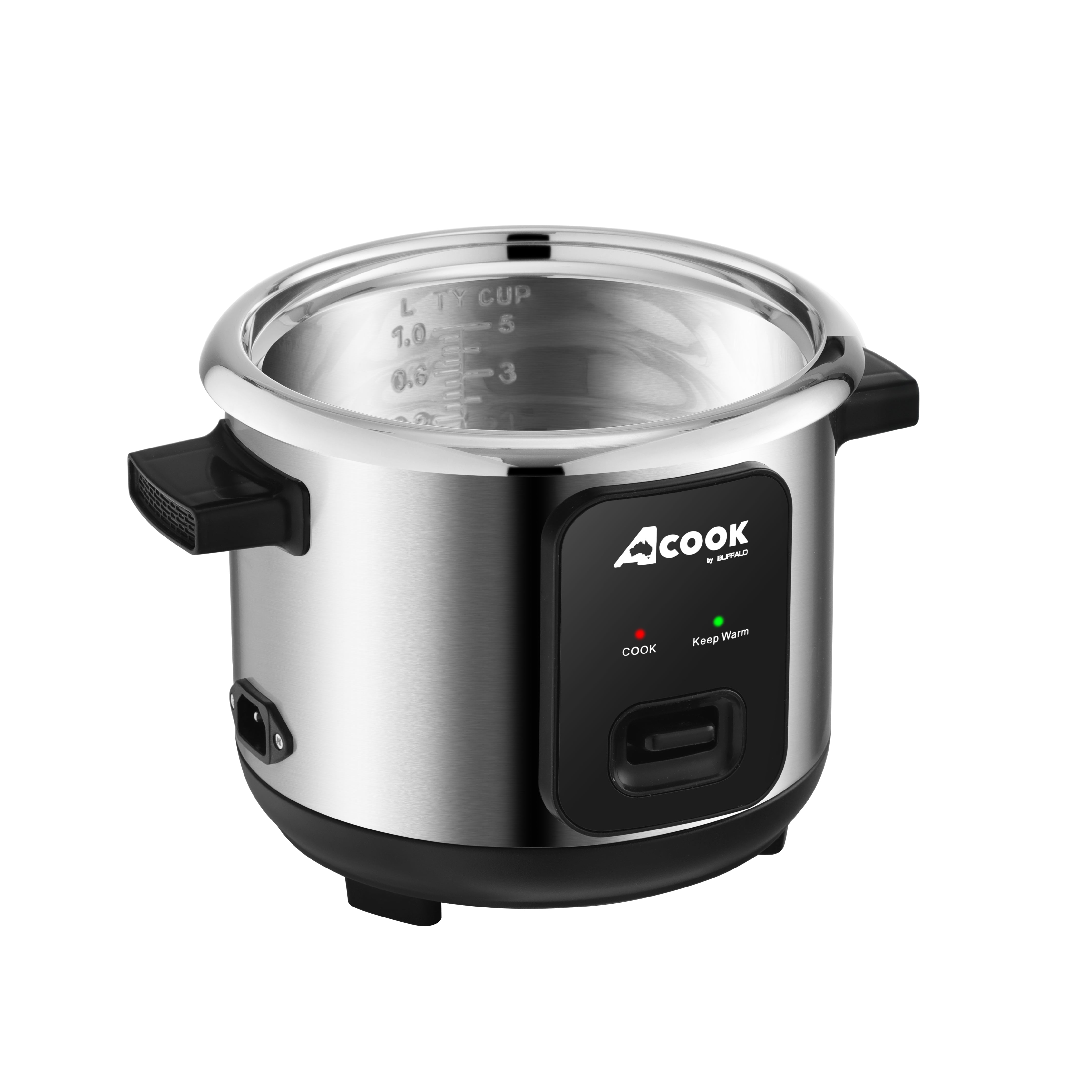 ACook by Buffalo Stainless Steel No Coating Chemical Free Classic Rice Cooker (10-Cup)