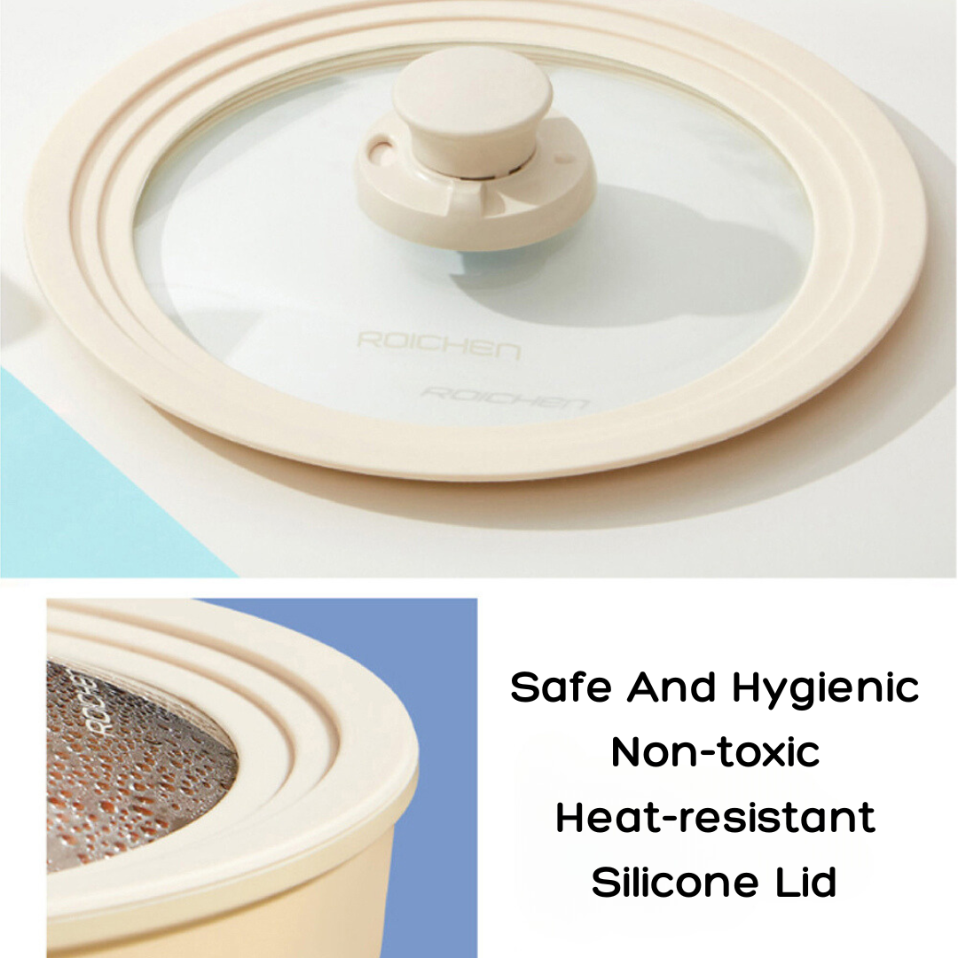 ROICHEN Non-toxic Heat-resistant Silicone Lid (For 24cm and 28cm Cookware) Made in Korea