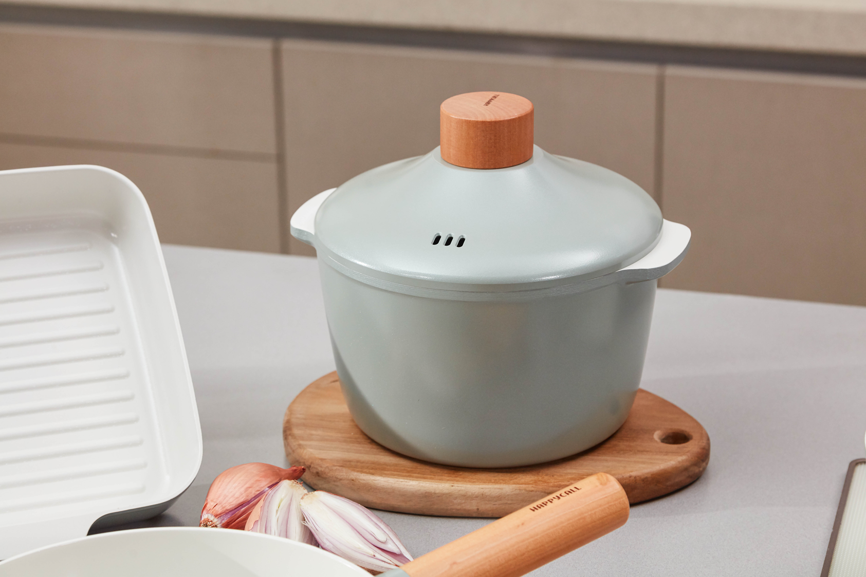 Happycall ZIUM IH Ceramic Non-stick Stock Pot Green 20cm