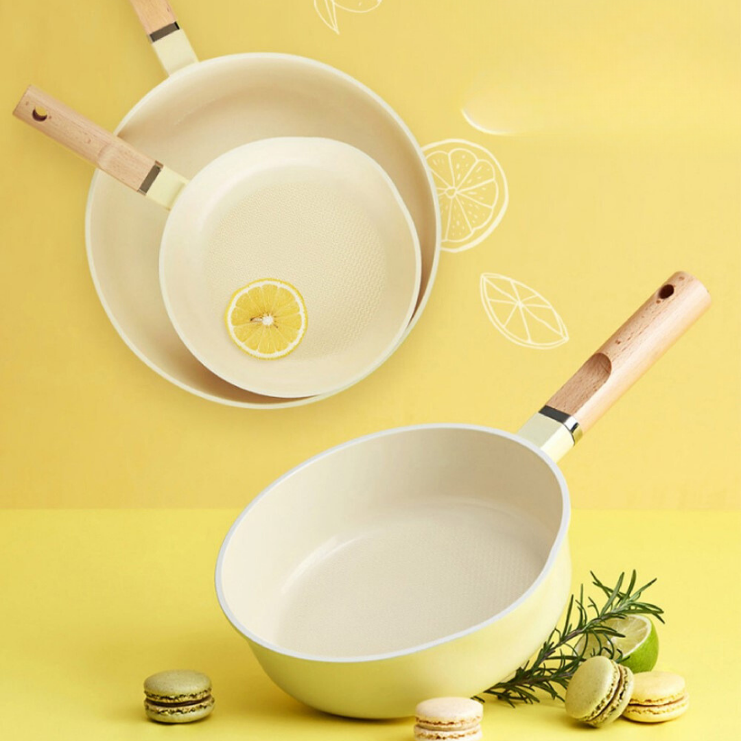 ROICHEN Ceramic IH Wok Deep Frypan 28cm Marsh Yellow Made in Korea