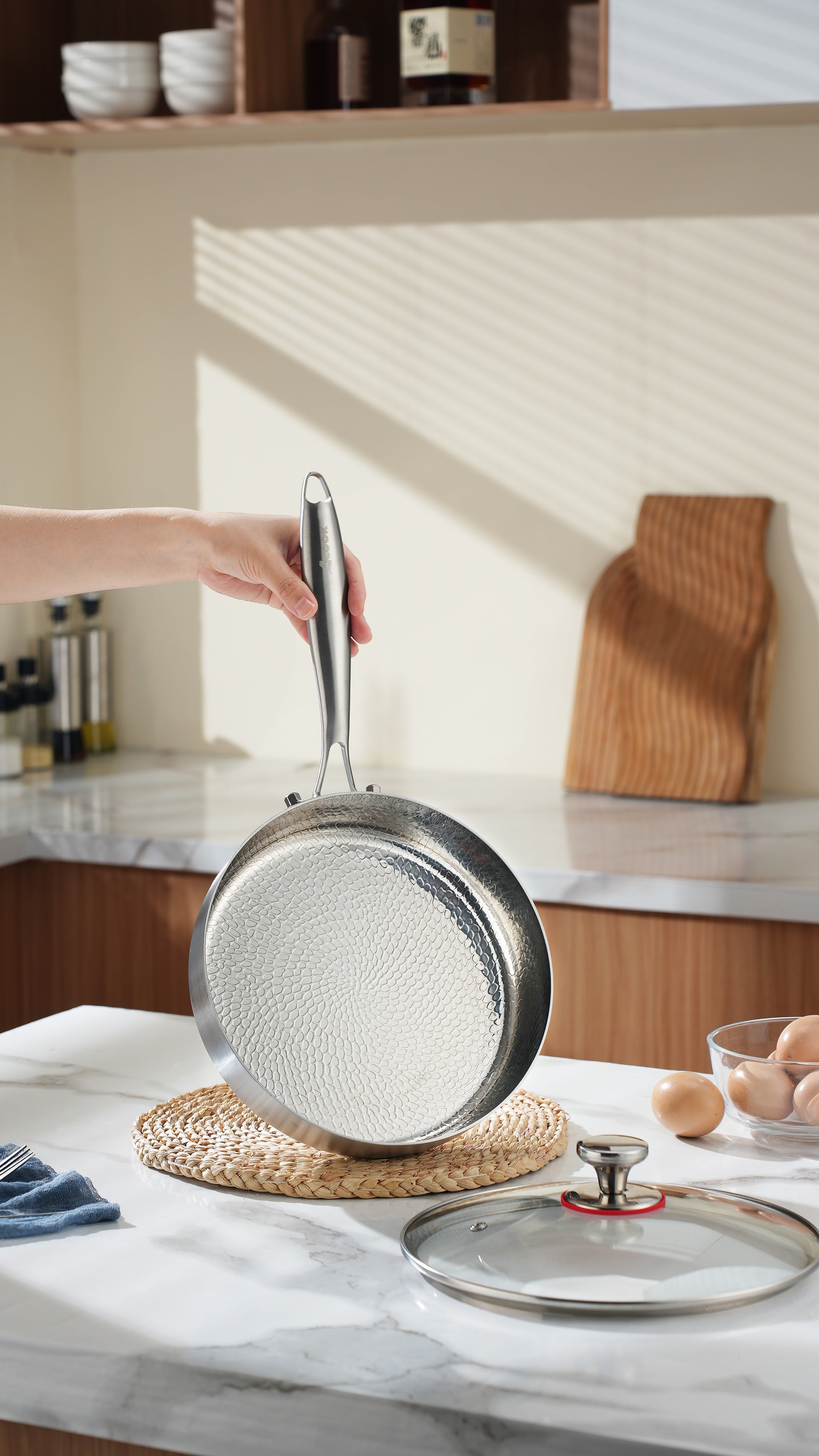 ACook Titanium Frying Pan | Multi-Ply Stainless Steel | Uncoated & Easy Wash Frypan