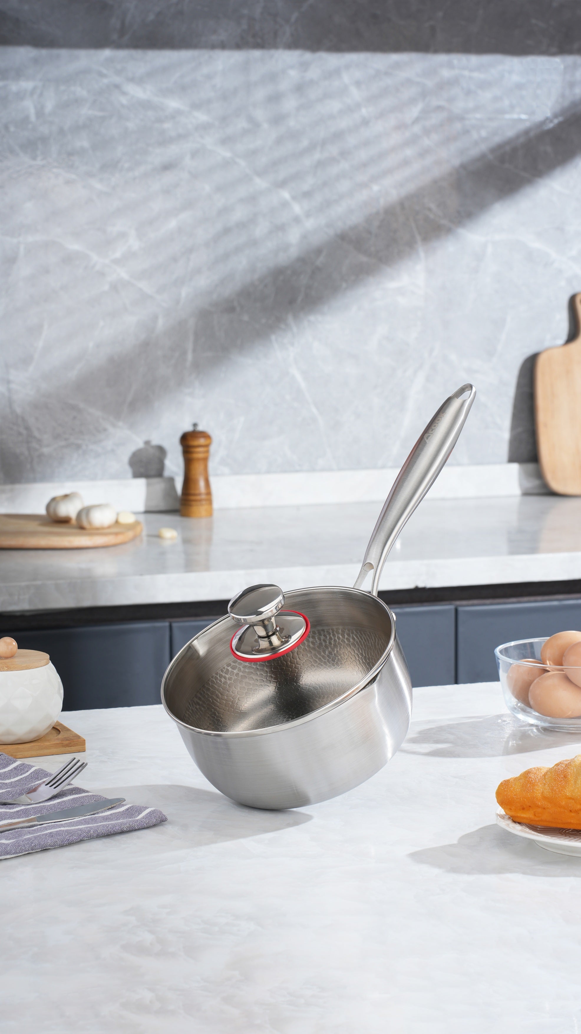 ACook Titanium Saucepan | Multi-Ply Stainless Steel | Uncoated & Easy Wash Saucepan