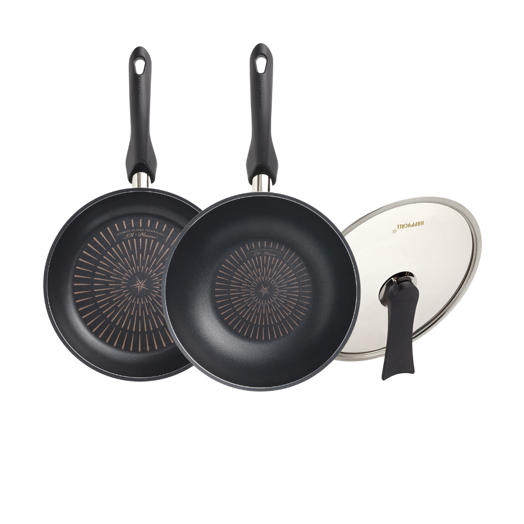 Happycall Plasma IH Titanium Frypan & Wok Set - 30cm