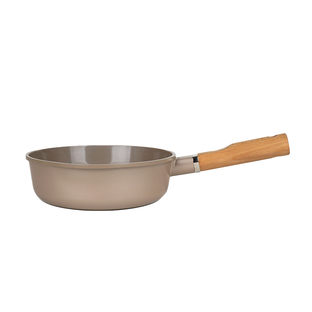 ROICHEN Ceramic IH Wok Deep Frypan 28cm Latte Grey Made in Korea