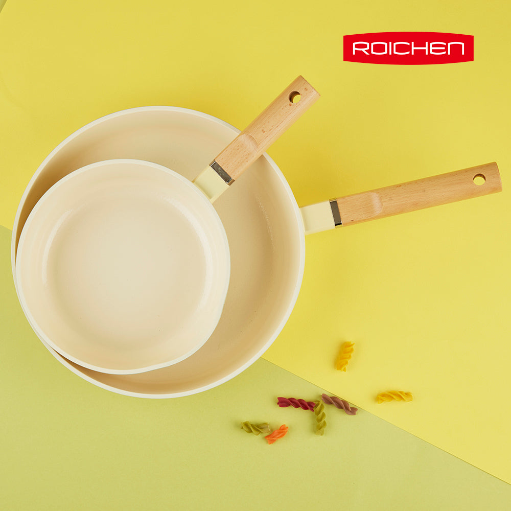 ROICHEN Ceramic IH Wok Deep Frypan 28cm Marsh Yellow Made in Korea