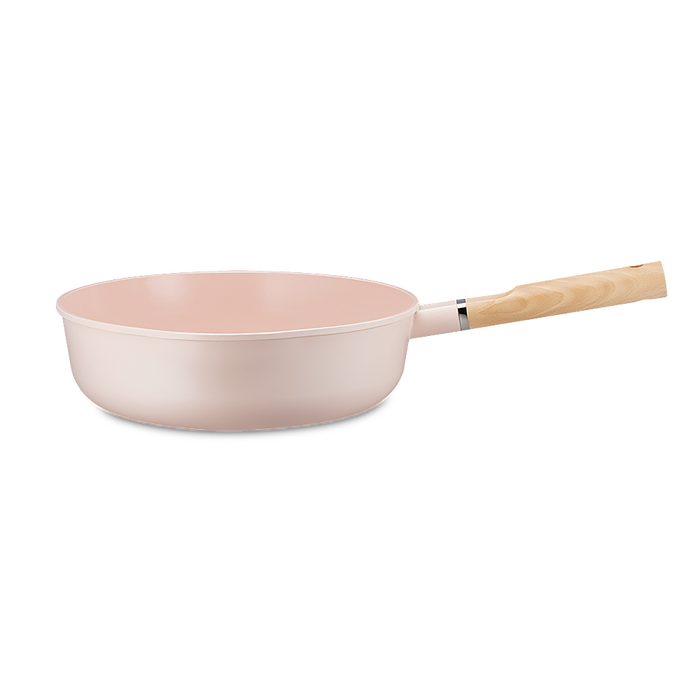 ROICHEN Ceramic IH Wok Deep Frypan 28cm Candy Pink Made in Korea