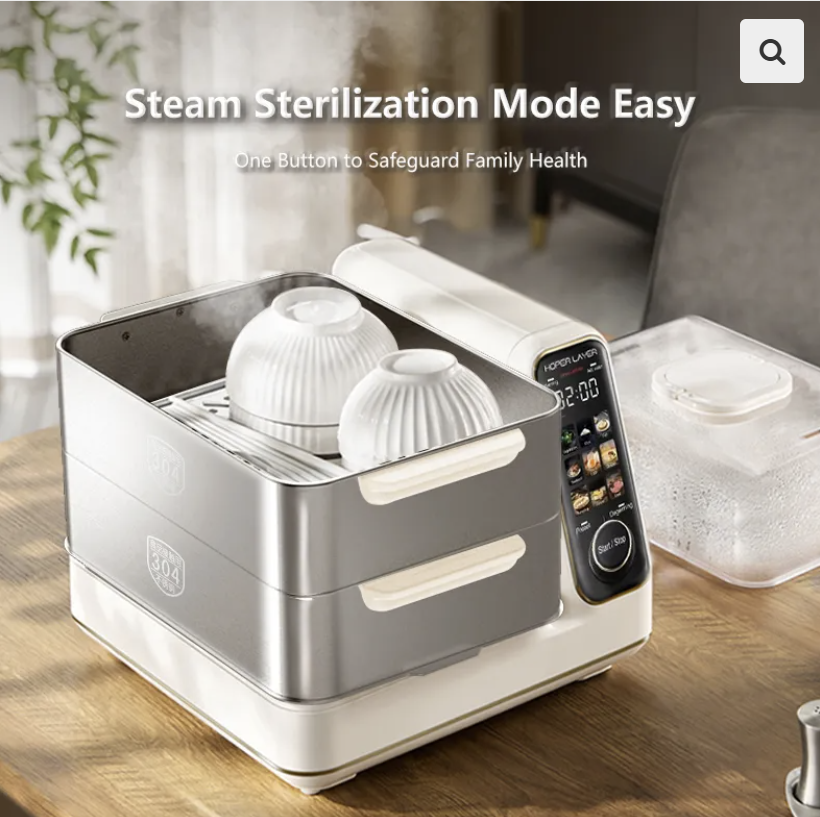 Hoper Layer Electric Food Steamer 16L Large Capacity 10 Second Start 24H Timer Independent Water Tank