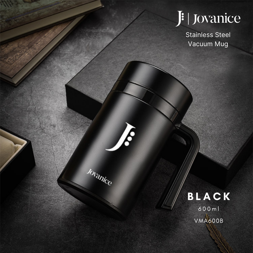 JOVANICE Stainless Steel Vacuum Mug 600ml - BLACK