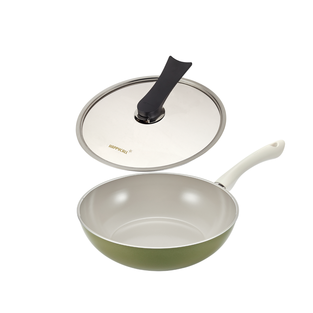 Happycall Agave IH Ceramic Coating Wok - 28cm with Lid