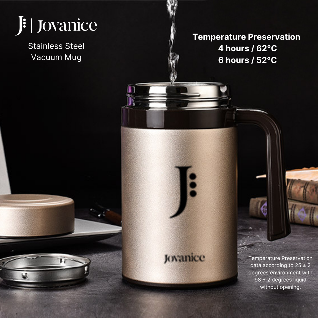 JOVANICE Stainless Steel Vacuum Mug 600ml - BLACK