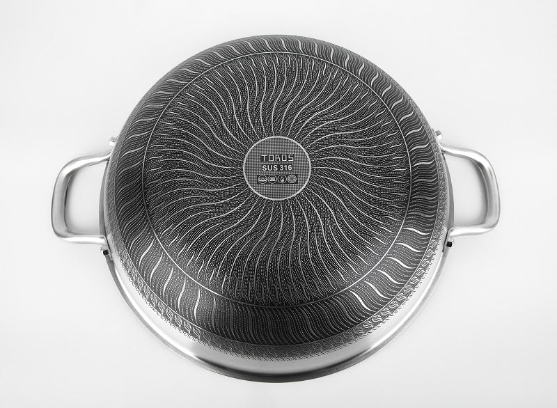 Buffalo TOROS 36cm Honeycomb Wok with Lid (316 Stainless Steel)