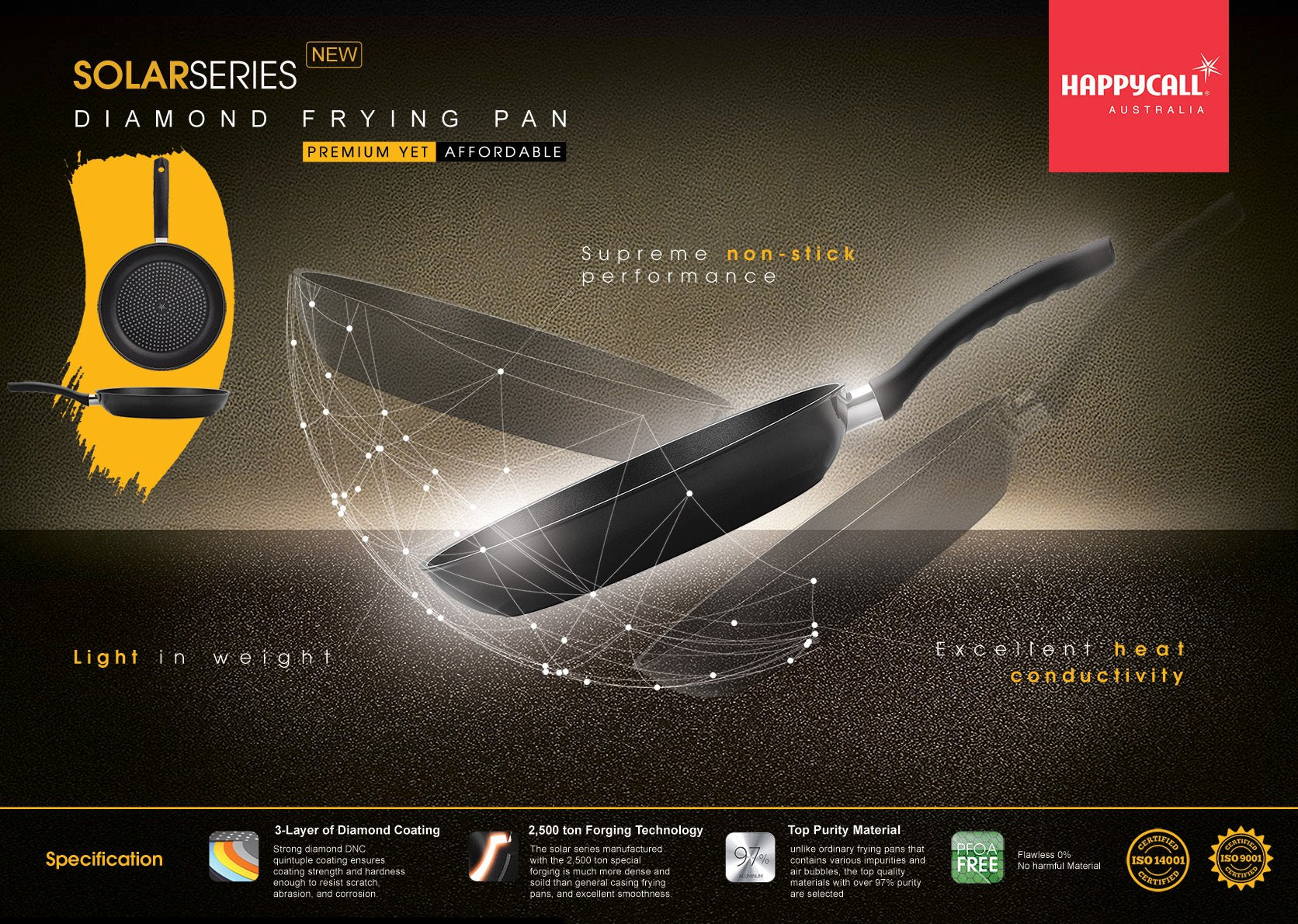 Happycall Solar Diamond Wok - 26cm