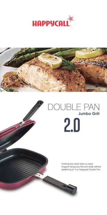 Happycall Compact Double Pan (Detachable) - Jumbo Grill Pink