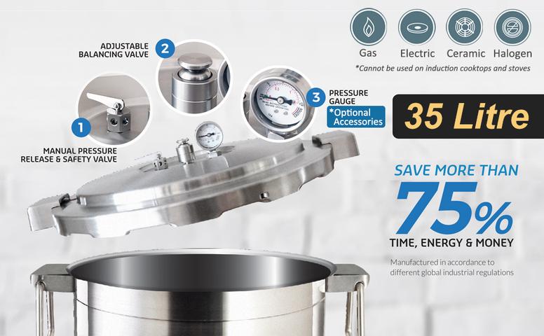 Buffalo Commercial Stainless Steel Pressure Cooker & Canner 35L